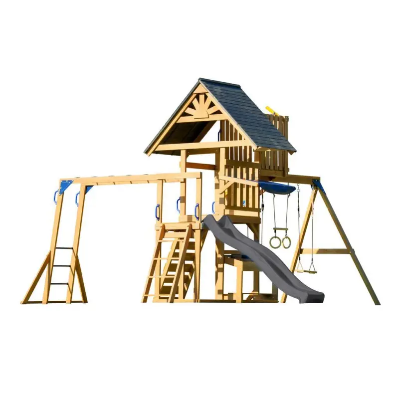 SPIELTURM MIT RUTSCHE GRAU