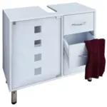 M&ouml;belix Waschbeckenunterschrank mit Glast&uuml;r Darola B: 67 cm Wei&szlig;