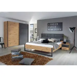 Bett Tampa Anthrazit/Graphit/ Eiche Artisan D. LF: 160x200cm