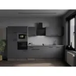 M&ouml;belix K&uuml;chenzeile Oliver mit Ger&auml;ten 340 cm Grau, Eiche