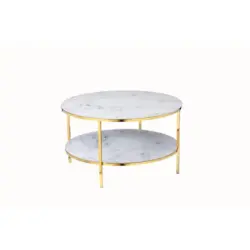 Couchtisch Wei&szlig;/Goldfarben D: 80 cm