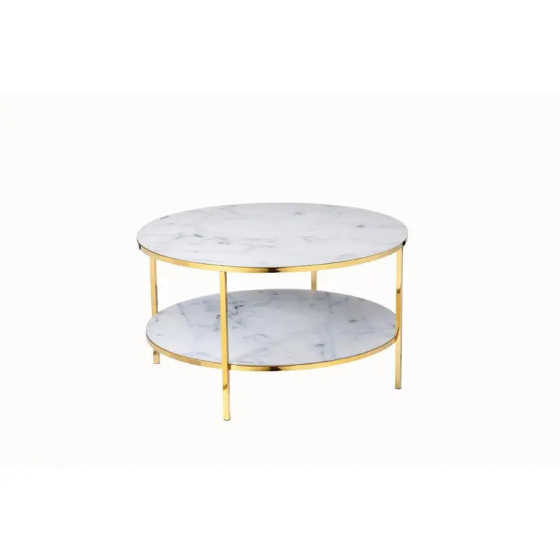 Couchtisch Wei&szlig;/Goldfarben D: 80 cm