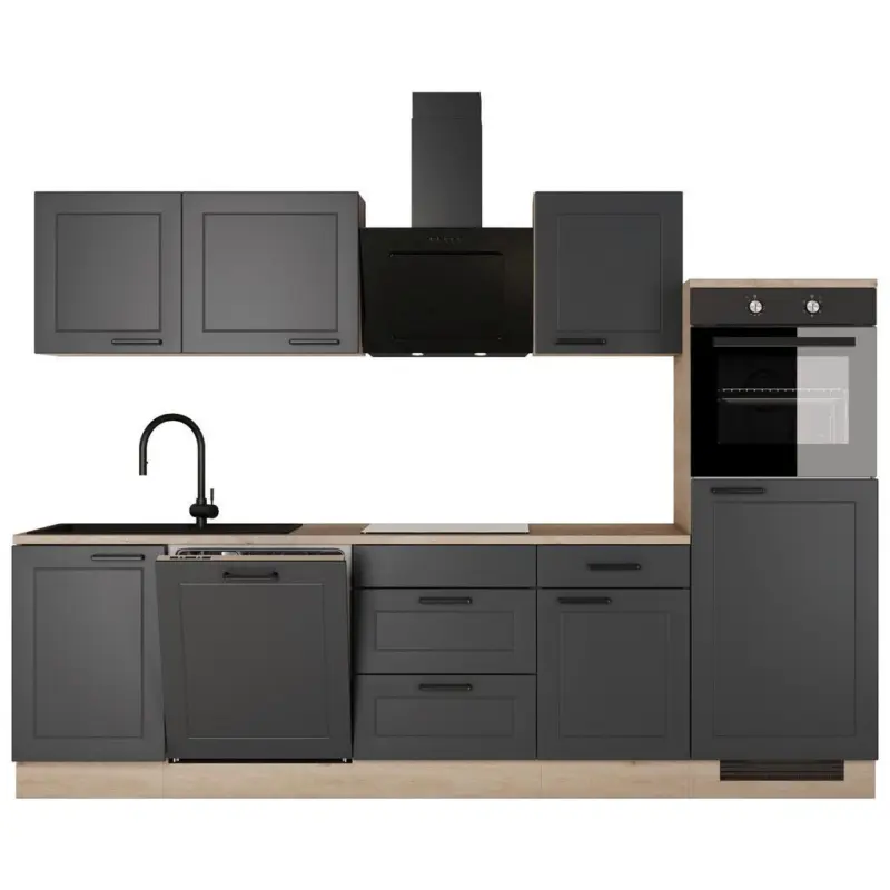 K&uuml;chenleerblock Romeo Eiche/Anthrazit B: 280 cm