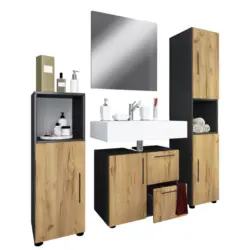 Badm&ouml;bel-Set 3--Teilig. Flandu 123 cm Eiche Dekor