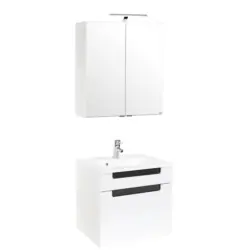 Badm&ouml;bel-Set 3--Teilig. inkl. LED Siena B: 60cm, Wei&szlig;+Anthrazit