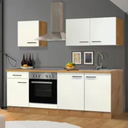 Einbauk&uuml;che K&uuml;chenblock M&ouml;belix Avila Eichefarben/Magnolie B: 210 cm