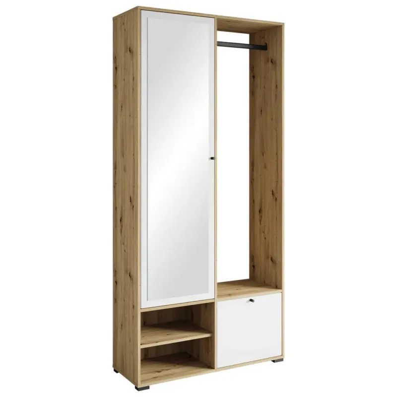 Garderobe Dino Wei&szlig; Eiche Artisan Dekor B: 90 cm