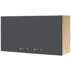 K&uuml;chenoberschrank Shadow 100cm Grau/Eiche Dekor 2 Dreht&uuml;ren