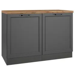 Sp&uuml;lenunterschrank Meran B: 120 cm Grau/Eiche Dekor