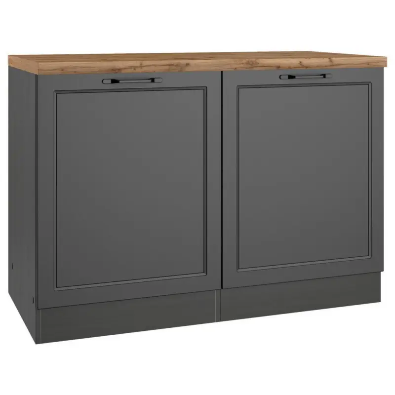 Sp&uuml;lenunterschrank Meran B: 120 cm Grau/Eiche Dekor