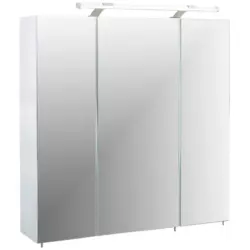 Spiegelschrank Dorina 700 mit LED 3 T&uuml;ren, Wei&szlig;