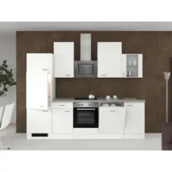 K&uuml;chenzeile Wito m. Ger&auml;ten 280 cm Wei&szlig;/Grau modern