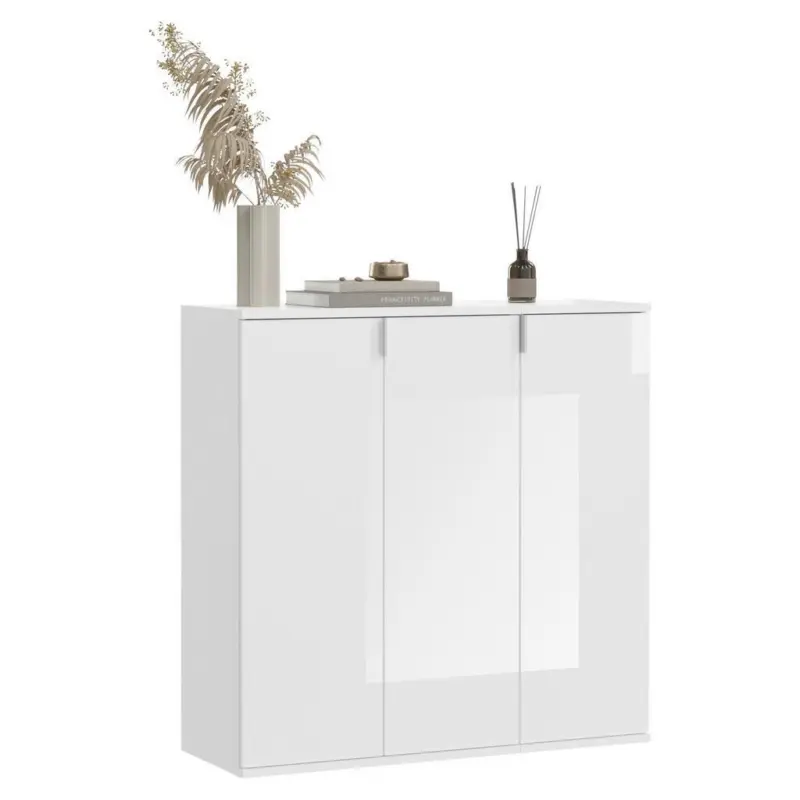 KOMMODE Wei&szlig; Hochglanz, B: 91 cm
