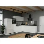M&ouml;belix Einbauk&uuml;che Eckk&uuml;che M&ouml;belix Monza mit Ger&auml;ten 300x240 cm Wei&szlig;/Grau