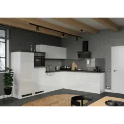Einbauk&uuml;che Eckk&uuml;che M&ouml;belix Monza ohne Ger&auml;te 300x240 cm Wei&szlig;/Grau