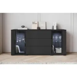 Kommode Caro Schwarz B: 150 cm