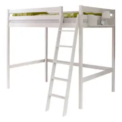 Hochbett Matthias Wei&szlig; Kiefer massiv 140 cm, m. Leiter