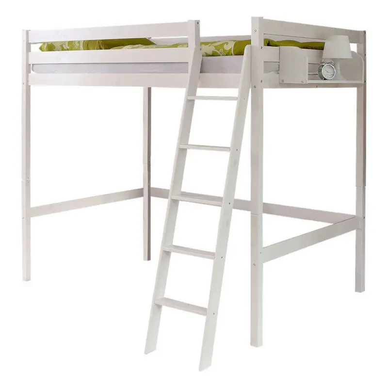 Hochbett Matthias Wei&szlig; Kiefer massiv 140 cm, m. Leiter