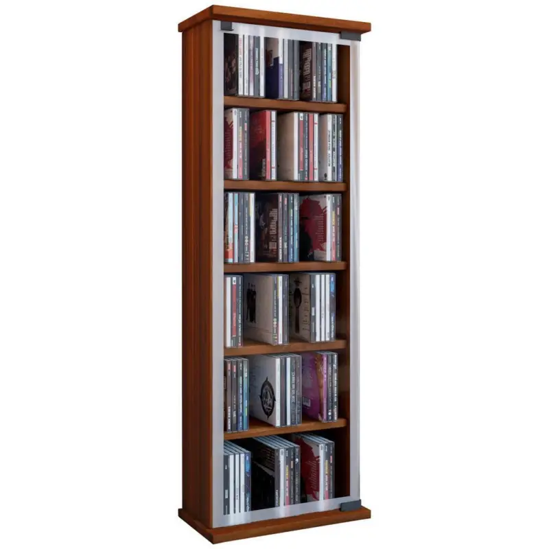 CD Regal mit Glast&uuml;r Classic 31 cm Nuss Dekor
