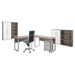 B&uuml;ro Office Edition Set Wei&szlig;/Sonoma Eiche Dekor