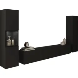 Wohnwand Berlin III Schwarz B: 240 cm