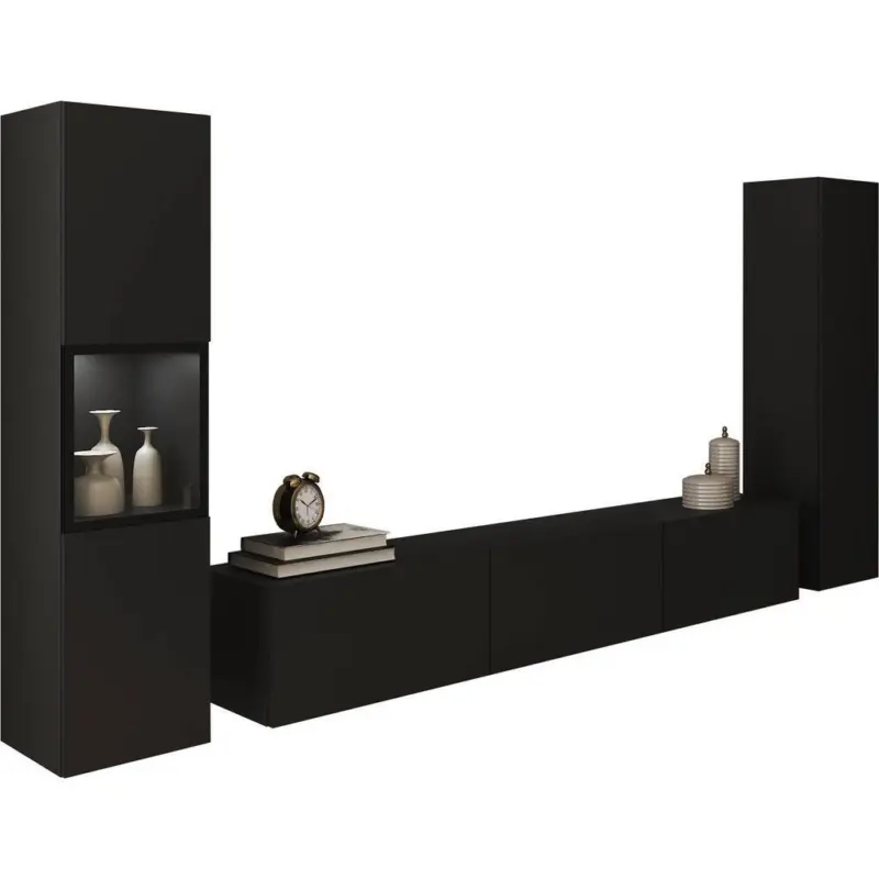 Wohnwand Berlin III Schwarz B: 240 cm