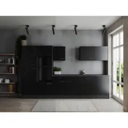 K&Uuml;CHENLEERBLOCK Oliver Grau, Schwarz B: 340 cm