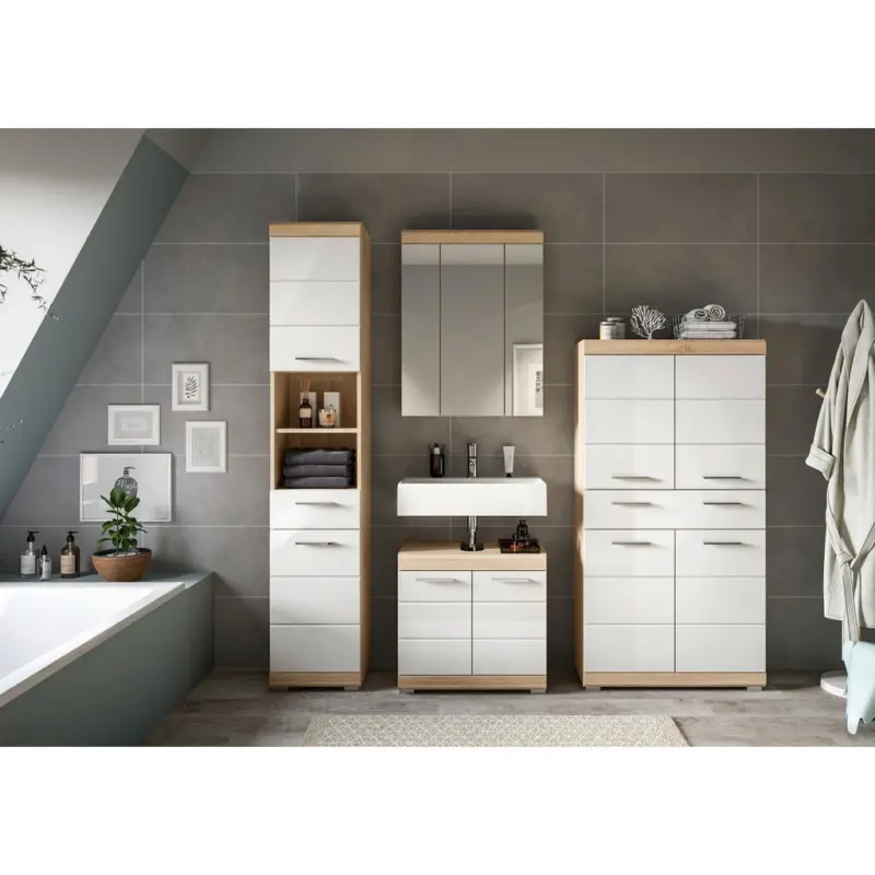 Badezimmer Lambada Eiche Dekor/Wei&szlig; B: 171 cm