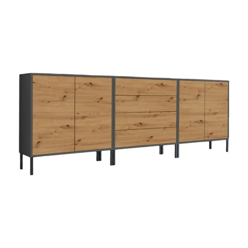 SIDEBOARD Mailand5B:237cmEiche/Anthrazit