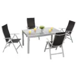 M&ouml;belix Gartengarnitur 5--Teilig. Carrara Metall/Textil/Glas