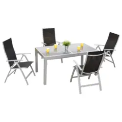 Gartengarnitur 5--Teilig. Carrara Metall/Textil/Glas