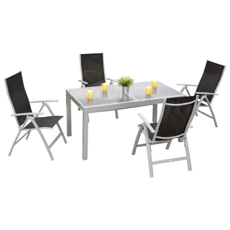 Gartengarnitur 5--Teilig. Carrara Metall/Textil/Glas