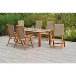 Gartenm&ouml;bel Set 7--Teilig Capri aus Akazienholz/Kunststoff