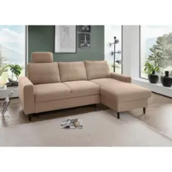 Eckschlafsofa Passione Hellbraun S: 234x147 cm