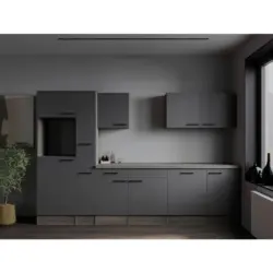 K&uuml;chenleerblock Oliver Grau, Eiche Dekor B: 310 cm