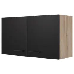 K&uuml;chenoberschrank Capri 100 cm Eiche/Schwarz 2 T&uuml;ren