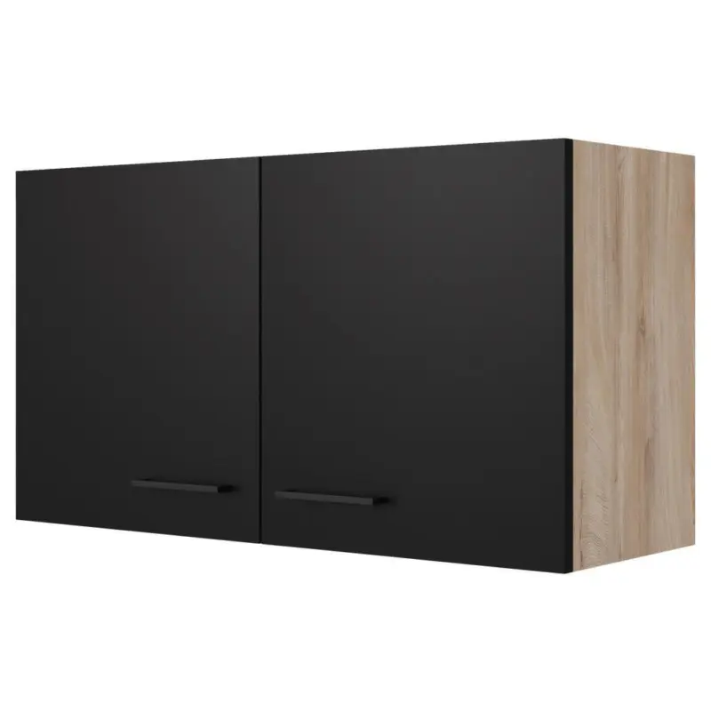 K&uuml;chenoberschrank Capri 100 cm Eiche/Schwarz 2 T&uuml;ren