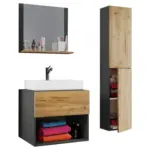 M&ouml;belix Badm&ouml;bel-Set 4--Teilig. Lendas B: 60 cm Anthrazit/Eiche Dekor