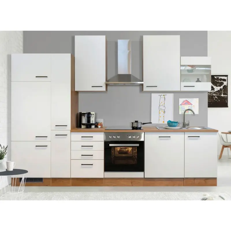 Einbauk&uuml;che K&uuml;chenblock M&ouml;belix Avila Eichefarben/Magnolie B: 310 cm