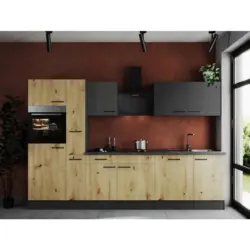 Einbauk&uuml;che K&uuml;chenblock M&ouml;belix Oliver Artisan Dekor, Grau B: 310 cm