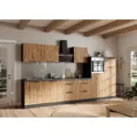 M&ouml;belix Einbauk&uuml;che K&uuml;chenblock M&ouml;belix Liverpool Graphit/Eiche Dekor B: 360 cm