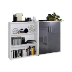 Office Edition B: 168,8 cm Anthrazit/Wei&szlig;