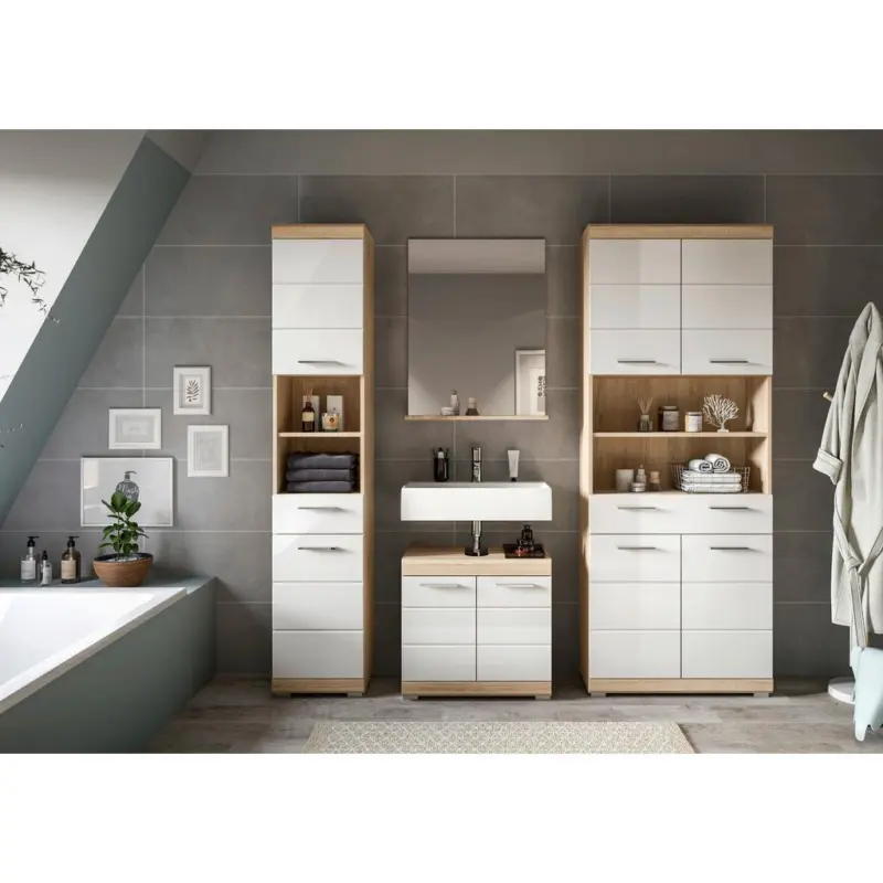 Badezimmer Lambada Eiche Dekor/Wei&szlig; B: 171 cm