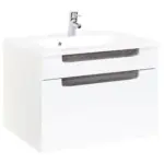 M&ouml;belix Waschbecken mit Unterschrank Siena B: 80cm Wei&szlig;/Eiche Dekor