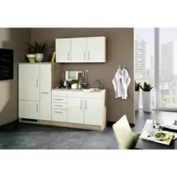 Einbauk&uuml;che K&uuml;chenblock M&ouml;belix Toronto Creme/Eiche Dekor B: 210 cm