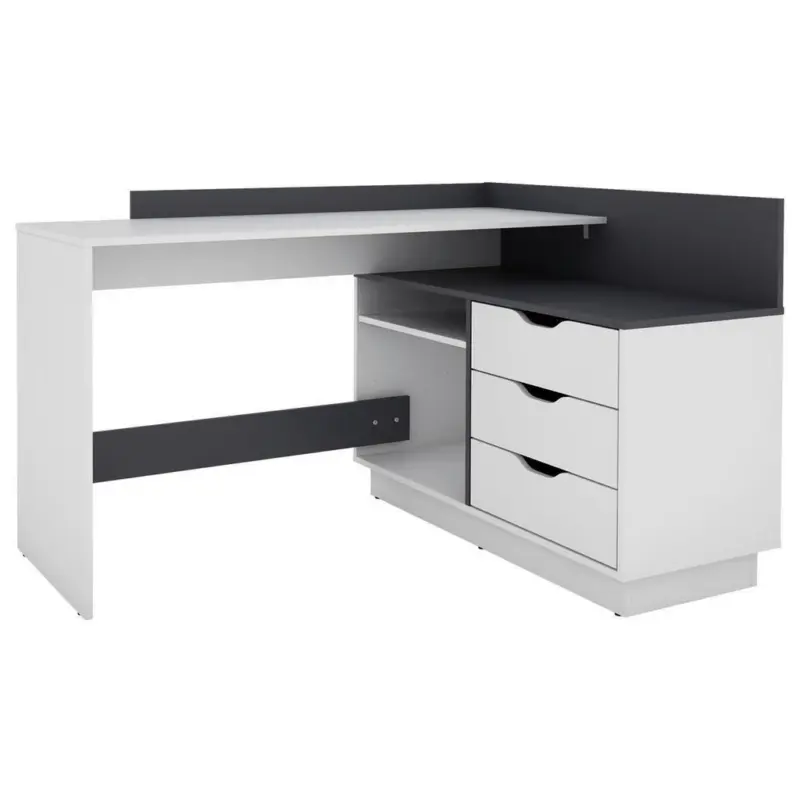 Eckschreibtisch mit Stauraum 105 cm Belfast Schwarz/Wei&szlig;