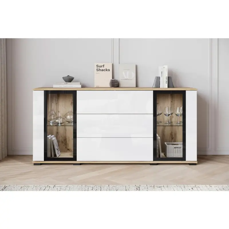 Kommode Caro Eiche Wotan/Wei&szlig; HG B: 150 cm
