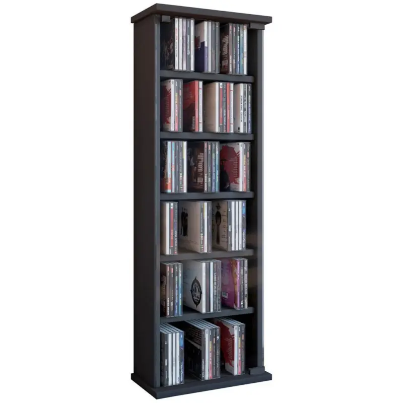 CD Regal mit Glast&uuml;r Vetro 31 cm Schwarz