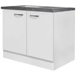 Sp&uuml;lenschrank mit Sp&uuml;le Alba B: 100 cm Wei&szlig;/Schiefer