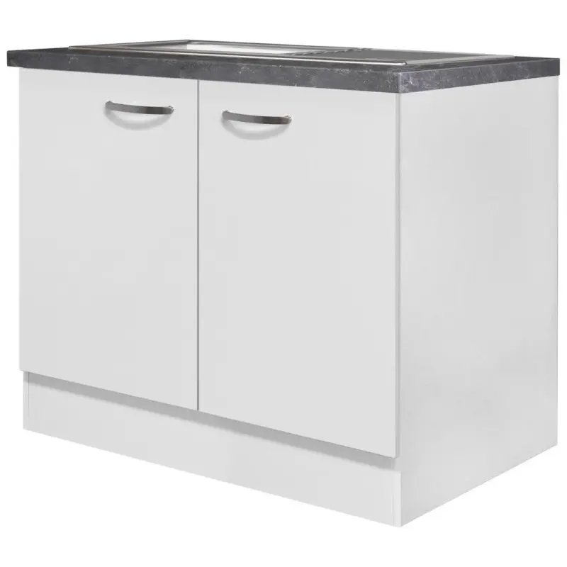 Sp&uuml;lenschrank mit Sp&uuml;le Alba B: 100 cm Wei&szlig;/Schiefer